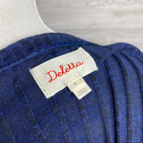 Anthropologie Deletta Navy Vneck Pull Over Sweater - Picture 6 of 7